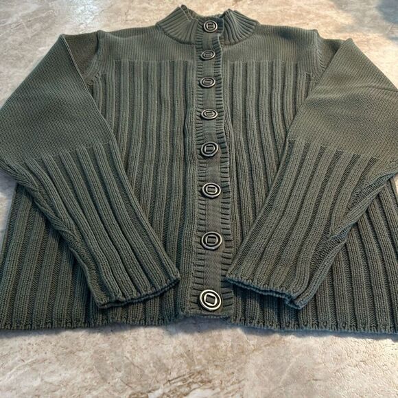 DENIM & CO Olive Green Cardigan NWOT - Picture 1 of 7